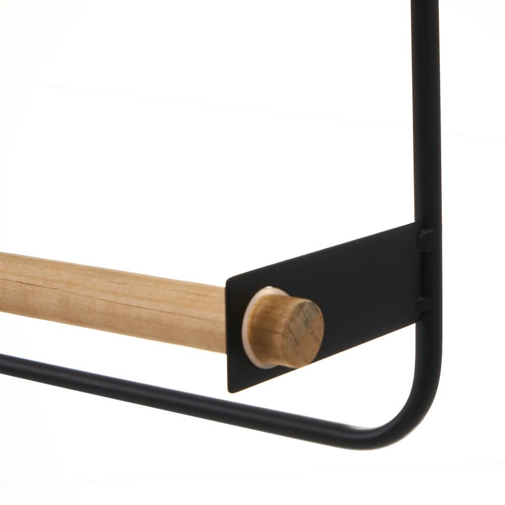 LOLAhome Estante de metal negra con portarrollos de 34x10x39 cm