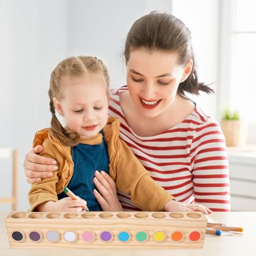 VEGOATY Porte-crayons de couleur en bois - 41 x 5 x 7 cm - Pour présenter des crayons à dessin - 11 compartiments - Pot à crayons - Organiseur de table créatif - Pour l'école, le bureau, la maison – vue 6