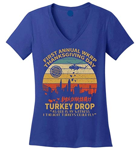First Annual WKRP Turkey Drop Vintage Thanksgiving Day Tee - Ladies V-Neck T-Shirt4