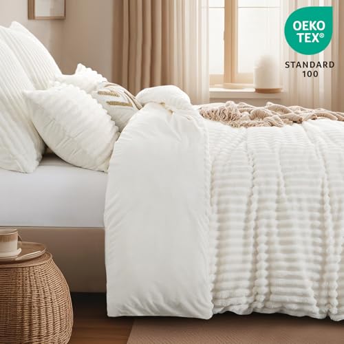 RUIKASI Winter Flanell Bettwäsche 135 x 200 Weiß 2teilig, Plüsch und Warm – Ansicht 5