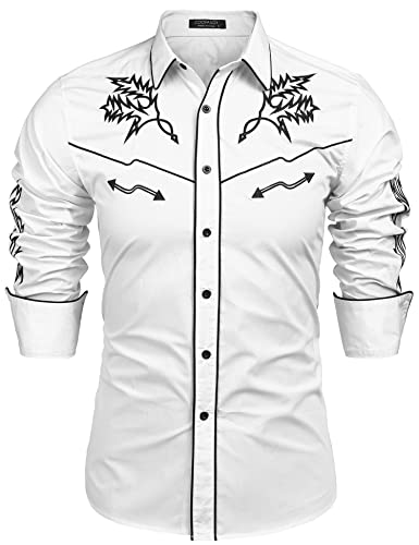 Chemise cowboy coton blanc manches longues 3XL ajustée pour valoriser les carrures fortes
