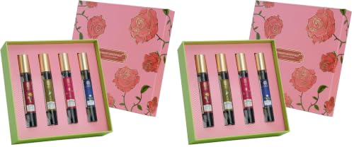 Image of Forest Essentials Luxury Unisex Liquid Perfume Gift Box|4 Long Lasting Floral Scents X 10Ml Each|Nargis, Rose, Oudh & Jasmine Saffron (Pack of 2)