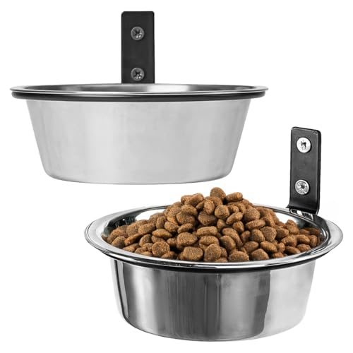 Machify Wall-Mounted Dog Feeding Bowls, Elevated 8-Inch Metal Bowls for Mid-Sized Dogs, Sturdy Stands, Adjustable Heights, Easy Installation for Both Dry and Wet Food