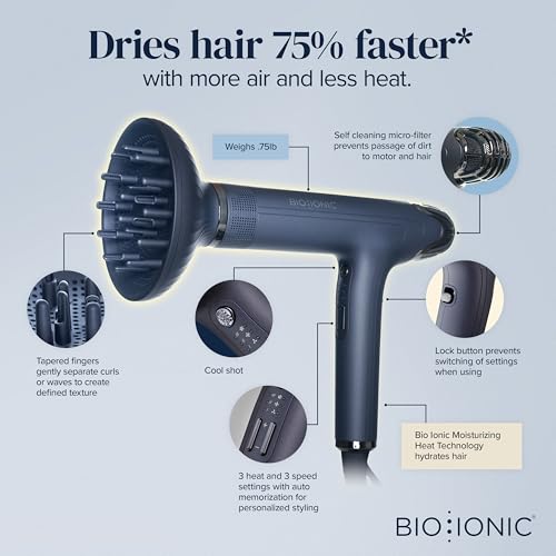 Bio Ionic Smart-X Hair Dryer with Diffuser, High-Efficiency Blow Dryer with 3 Heat & 3 Speed Settings, Diffuser Hair Dryer Gently Dries, Defines &... 2 Bio Ionic Smart-X Hair Dryer with Diffuser, High-Efficiency Blow Dryer with 3 Heat & 3 Speed Settings, Diffuser Hair Dryer Gently Dries, Defines &... - Image 2