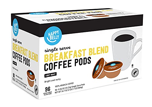 Amazon Brand - Happy Belly Breakfast Blend Compostable Coffee Pods, Light Roast, Compatible with K-Cup Brewer, 96 Count - image 6