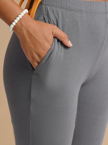 Image of ONE SKY Women Full Length Leggings | Cotton Modal Spandex Blend | High Waist Stretchable & Bio-Washed Fabric | Colour-Lock Technology | Comfortable Leggings for Women