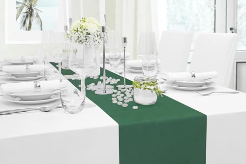 MODERNO Vlies Tischläufer - Moderner Outdoor Tischläufer in Dunkel Grün, 30 cm x 25 m - Ideal für Tischdeko, Partydeko bei Geburtstag, Hochzeit & Festen
