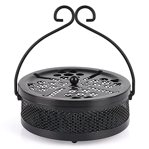 Retyion Portable Iron Mosquito Coil Holder With Handle Mosquito Incense Burner For Home And Camping (Black) #TOP8