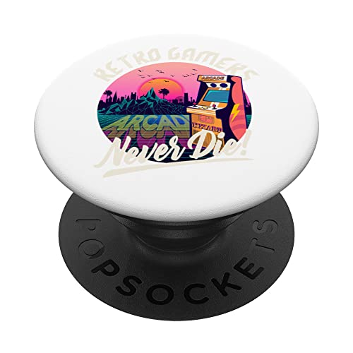 Arcade Wizard Old Vintage Retro Style Retro Gamers Never Die PopSockets PopGrip Intercambiable