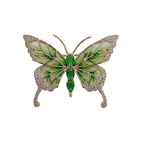 Broche papillon vert en zircon de luxe pour sublimer une tenue de soirée chic