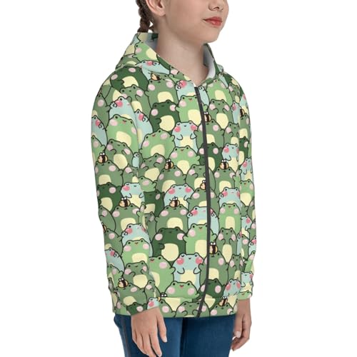 Cute Chubby Frog Kids Pullover Hoodies Boys Zip Up Sweatshirts Girls Athletic Clothes with Pocket4