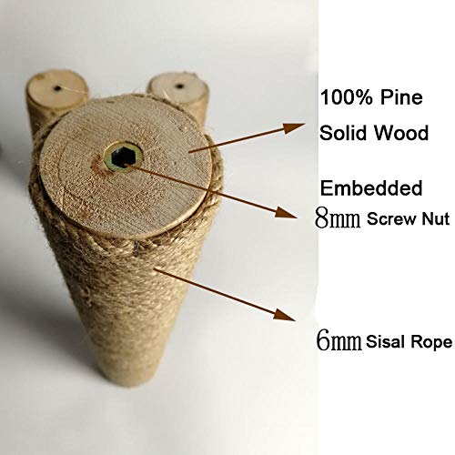 Poste para rascar gato 40 cm con sisal y madera sólida miniatura 3