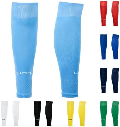 LION SPORTSWEAR Kids/Youth Football Sock Sleeves To Accompany Grip Socks - Fits Over Calf/Shin Pads - Variety Of Colors To Match Your Team Kit