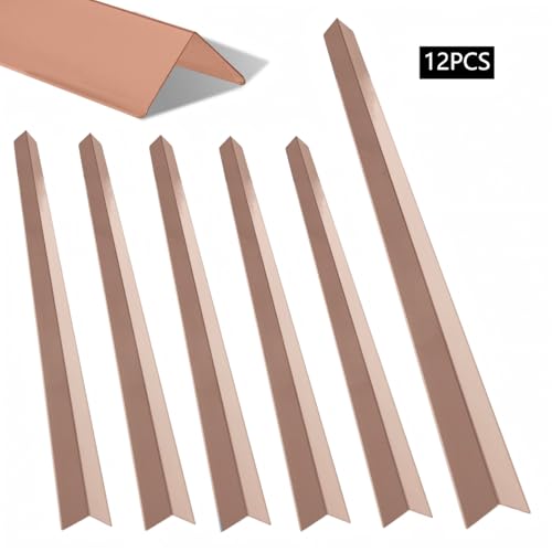 Image of 12-Piece Set, Extra Thick (1mm) Stainless Steel 90 Wall Corner Guards, 2x2x48 Inches, for Wall Corner Protection & Decoration. (12, Shiny Rose Gold Color)