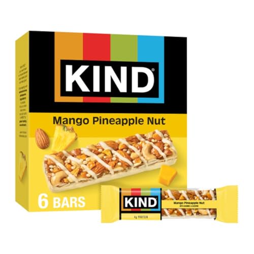 KIND Healthy Snacks Bars, Mango Pineapple Nut, Gluten Free, High Fiber Snacks, 4g Protein, 6 Count - image 1