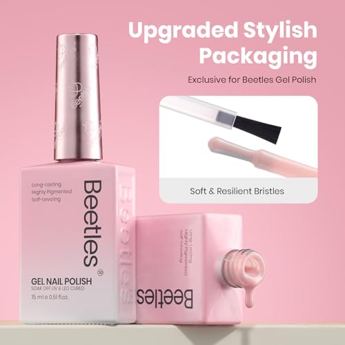 Image of Beetles Nude Pink Gel Nail Polish - Misty Rose Jelly Gel Polish, HEMA-Free Natural 15ML Full Size Nail Polish Nail Concealer Sheer Translucent Effect Soak Off UV Nail Art Manicure Gifts