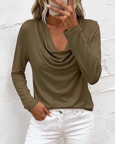 PRETTYGARDEN Women Fall Cowl Neck Long Sleeve Tunic Top - image 3