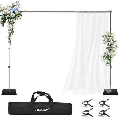 FUDESY Heavy Duty Backdrop Stand, 8.5x10ft Adjustable Photo Background Stand Support System Kit with Steel Base, Pipe and Drape Photography Backdrop Stand Kit for Parties Wedding Birthday Cover