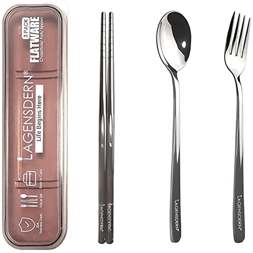 Premium Travel Utensils Set, Portable Utensils with Case, Stainless Steel Cutlery Set, Reusable Flatware, Chopsticks Fork Spoon Silverware Set, Pocket Utensils for Picnic, Camping and Travel (Red)