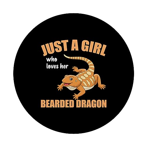 Bearded Dragon Lizard - Just a Girl Who Loves Bearded Dragon PopSockets Swappable PopGrip, Black - Image 3