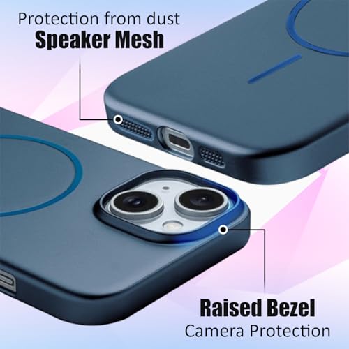Image of AIBEX Ultra-Thin Mag-Saf Back Cover Case Compatible with iPhone 14| Slim Fit Scratch-Resistant Matte | Magnetic Wireless Charging | Microfibre Lining | Camera Protection (PC Material) - Dark Blue