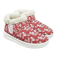 Jeiento Women Snow Boots Winter Shoes Warm Slip On Booties Fur Lined Ankle Booties Comfort Flat Adult Christmas Shoes
