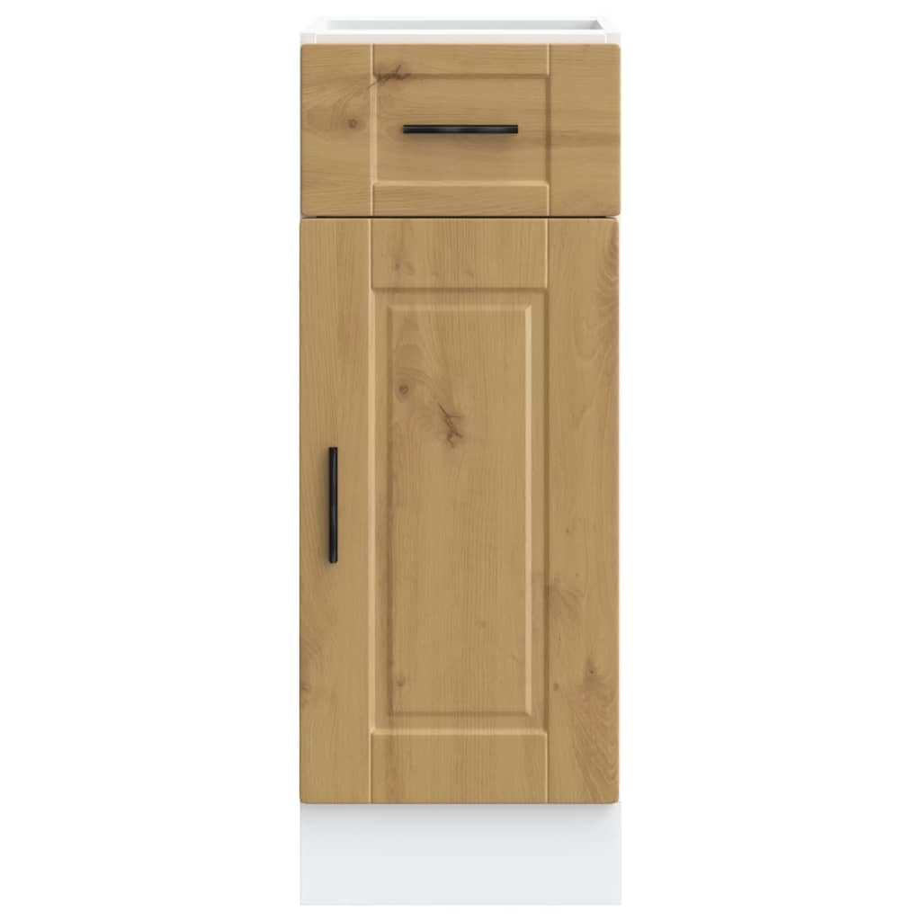 Porto Artisan - Mobiletto da cucina in legno di rovere con vano portaoggetti e cassetto, piedini regolabili, autoportante, versatile, per cucina, sala da pranzo, dispensa e organizer