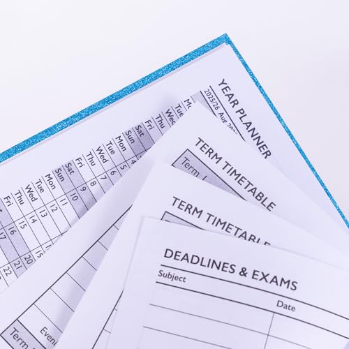 evelay 2026 Diary Week to View Slim Size Full Year Journal with Glitter Designs 9cm x 16cm (Blue Glitter) - Image 5