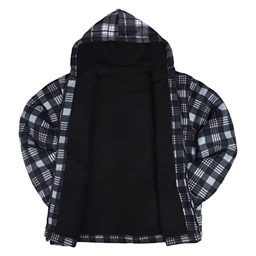 Image of TanBridge Men's Cotton Plaid Shirts Jacket Full Zip Fleece Flannel Sherpa Lined Hoodies Heavyweight Hoodies Jacket for Men