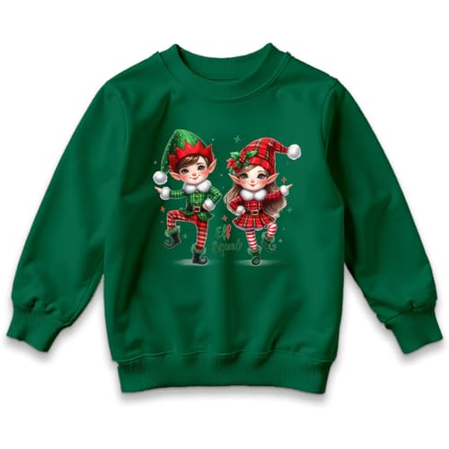 Image of D&T Boys and Girls Christmas Elf Jumper Sweatshirts for Kids #MC 9-11 Years Forest Green