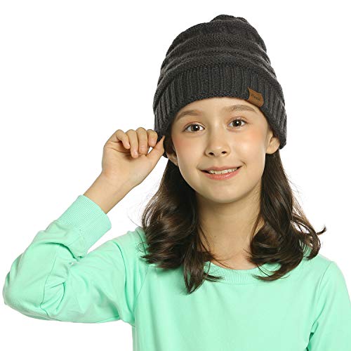 Vigrace Kids Winter Knit Hat Warm Fleece Lined Hats Children Cable Baby Beanie Skull Cap For Girls Boys #TOP4