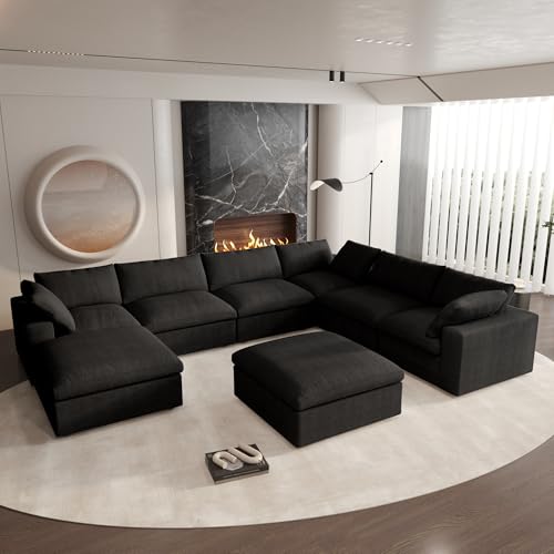 Cloud Modular Sectional Sofa Couch,Oversized Couch 8 Seater for Living Room,160.6" U Shaped Convertible Couches with Storage Ottoman, Covers Washable&Replaceable