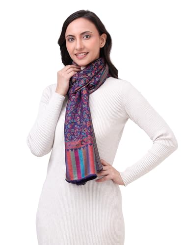 Image of EH Pashmina Stole, Reversible Jamawar weave in beautiful paisley & floral, very soft MODAL fabric, all season Stole, Scarf, Wrap.