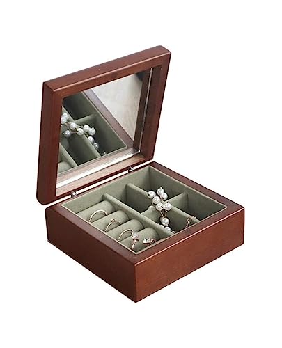 LUTFI Boîtes à Bijoux avec Miroir Petit Organisateur de Bijoux de Voyage boîtes à Bijoux Portables for Femmes Filles Cadeau 1.9x4.3x4.3in Organisateur de Bijoux Collier