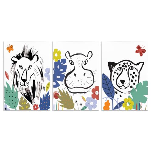 Jungle Animal Kingdom, 10 x 15 Inch Mounted Print on Wall Plaque Set