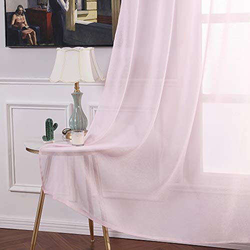 MIULEE doorschijnende raamgordijnen met 2 panelen, elegante voile raampanelen, gordijnen, raamaankleding voor slaapkamer… - Afbeelding 5