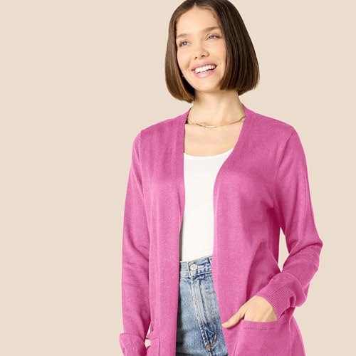 Image of Amazon Essentials Women's Lightweight Longer Length Open-Front Long-Sleeve Cardigan Sweater