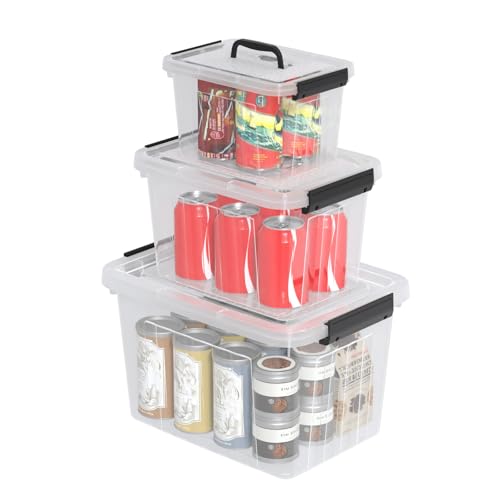 Zerdyne 3 Pack Plastic Storage Bins with Lids, Clear Storage Containers
