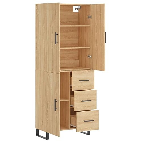 Mueble de madera Sonoma Roble de alta durabilidad: armario alto con puertas y patas metalicas 5