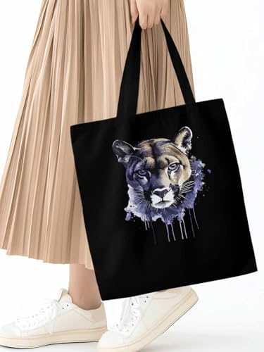 Canvas Tote Bag, Watercolor Lions Graffiti Aesthetic Canvas Tote Handbags for Women Shoulder Bag,2