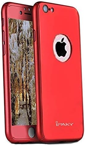 CEDO 360 Degree Full Body Protection Front & Back Case Cover (iPaky Style) with Tempered Glass for Apple iPhone 6 Plus / 6s Plus + (Red)