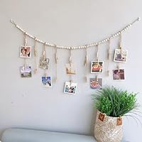 Kunstdisplay Girlande Aus Holz – 1,7 M Mit 36 Clips Für Kinderbilder, Fotos & Bastelarbeiten (Boho-Dekoration)