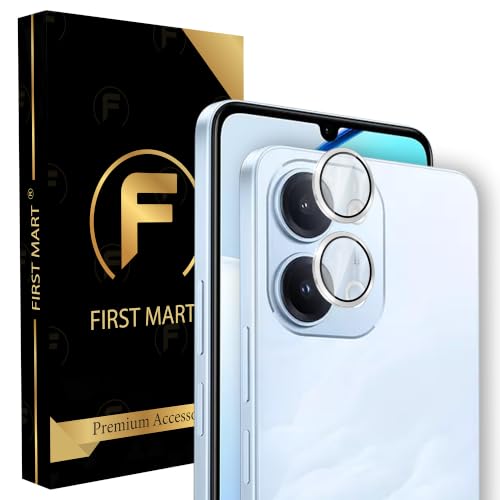 Image of FIRST MART Silver Camera Ring Guard Protector for Vivo T5 Lite | Tempered Glass with Metal Alloy Rings, HD Clear, Scratch Resistant, Case-Friendly | Pack of 1