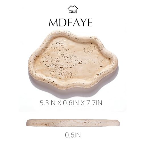 Image of Jewelry Dish Trinket Tray for Women, Ring Dish Holder, Unique Cloud Shape Plate Cute Things Vanity Aesthetic Room Decor Mother's Day Birthday Gifts (Faux Travertine Y)