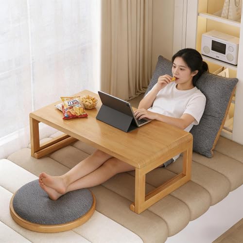 Table basse pliable stable en bambou avec pieds rétractables gain de place - 8