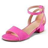 K KomForme Girls Sandals Low Chunky Heels Dress Pumps Ankle Strap Open Toe Flower Wedding Party Dress Shoes for Toddler/Little Kid/Big Kid