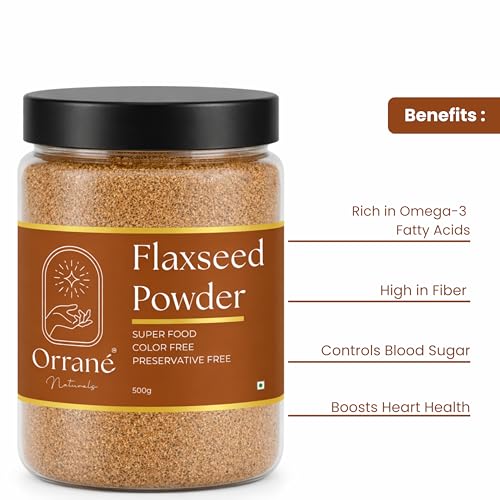 Image of Orrane Flaxseed Powder 500g Finely Ground Alsi Beej Powder for Smoothies, Baking and Cooking | Rich Omega 3 High Fibre Superfood | Supports Heart Health, Digestion & Weight Management