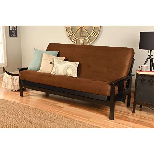 Somette Monterey Black Futon Set With Mattress Suede Black Wood, Fabric Solid Mission & Craftsman, Rustic 8 In #TOP3