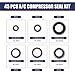45 PCS Air Conditioner Compressor Port Seal Gasket Kit, Gasket Bonded Seal Assortment, Cooling Pump Sealing Gasket, Universal Automotive Self-Centered Washers (Black)
