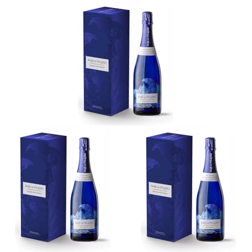 Mar de Frades - Estuche 1 Botella de Vino Blanco Albariño 750 ml, D.O. Rias Baixas - Vino Espumoso Brut Nature (Paquete de 3)